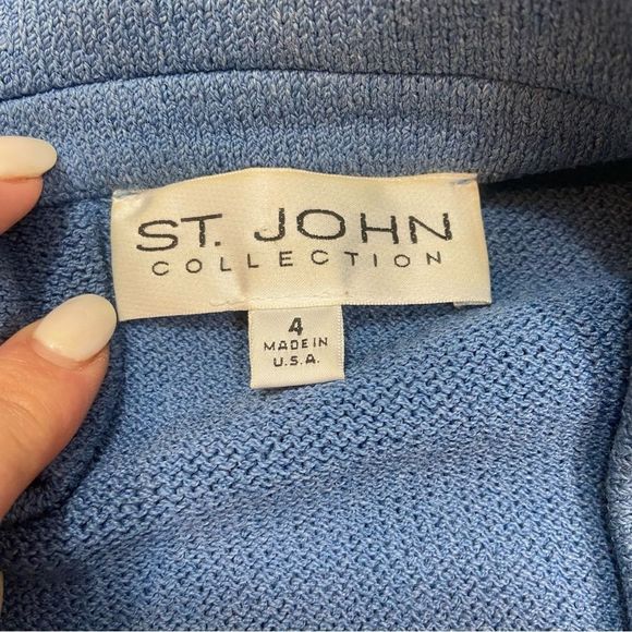 St. John Collection Brand Blue Full Zipper Knit Jacket Size 4 - Picture 9 of 13